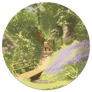Woodland Walk Cross Stitch Kit, Circle Collection by watercolour artist John Clayton Heritage Crafts COUNTED Cross Stitch Kit