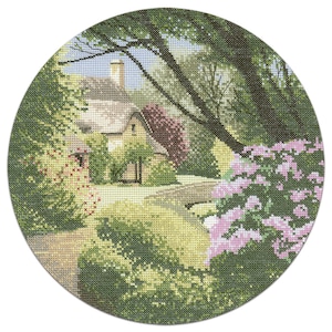 Secret Garden Cross Stitch Kit, Circle Collection by watercolour artist John Clayton Heritage Crafts COUNTED Cross Stitch Kit