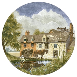 Morning Delivery Horses Cross Stitch Kit, Circle Collection by watercolour artist John Clayton Heritage Crafts COUNTED Cross Stitch Kit