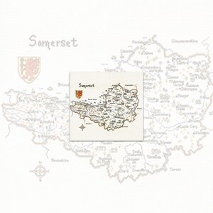Kit de point de croix carte du comté traditionnel du comté de Somerset de 1923 - points de Grande-Bretagne en points - Kit de point de croix COMPTÉ