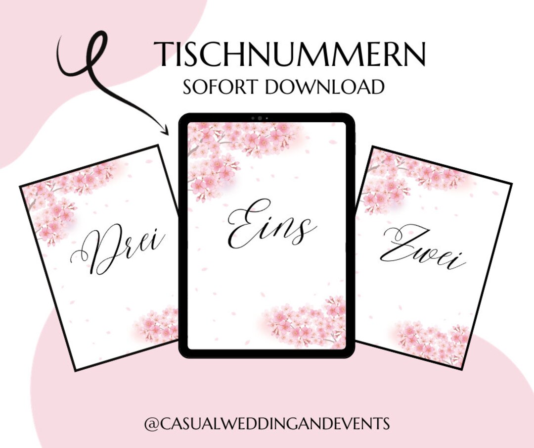 Printable Table Numbers 110 in Cherry Blossom Design Etsy