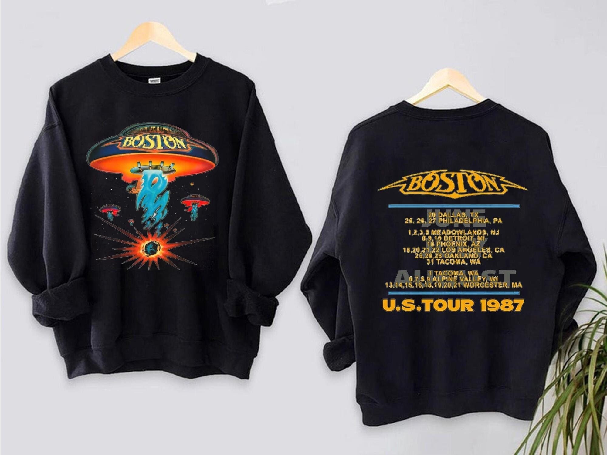 Boston Rock band Concert 1978 Black Short Sleeve Cotton T-shirt Unisex  VM6116