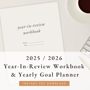 2026 Year-In-Review Workbook | Goal Planner, Self Reflection (PDF Download)