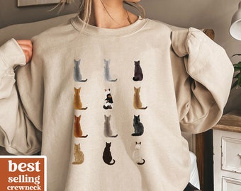 Cottagecore Cats Crewneck Sweatshirt - Cat Lover Gift