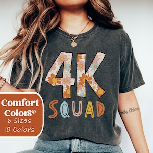 Floral 4K Teacher Shirt: Retro Comfort Colors Tee