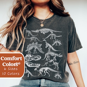 Dinosaur Skeleton Shirt Paleontology Shirt Dark Academia Clothing Aesthetic Clothes Dinosaur Tshirt Trex Dino Teacher Shirt