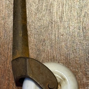 Antique Furniture Caster with 1-7/8&quot; Dia White Porcelain Wheel and Cast Iron Fork