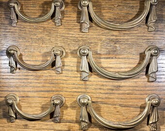 European Drawer Pulls by QCL Die Cast Brass Lot of 6 NOS