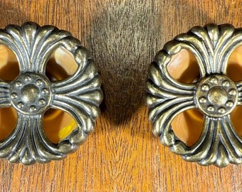 Waterfall Drawer Knob Reproductions Antiqued Brass Finish Set of 2