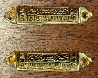Bin Pull Pair Victorian Reproduction Cast Brass 2-3/4" Centers, See Item Details