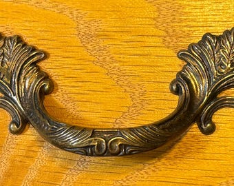 French Provincial Drawer Pull Antiqued Die Cast Brass Reproduction
