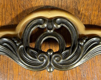 Waterfall Drawer Pull Reproduction Antiqued Brass Finish with Plastic Insert 4.5" Centers