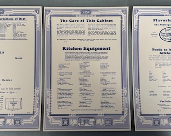 McDougall Kitchen Cabinet Door Card Reproductions Set of 3 NOS