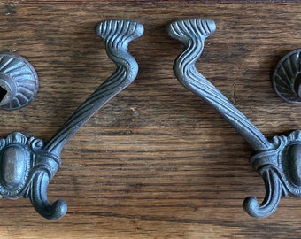 Cast Iron Coat Hooks Victorian Style Set of 2