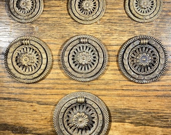 Colonial Revival Rosette Ring Pull by QCL Antique Patina