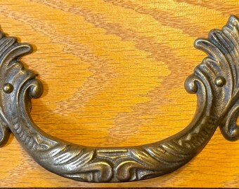 French Provincial Drawer Pull Antiqued Die Cast Brass Reproduction
