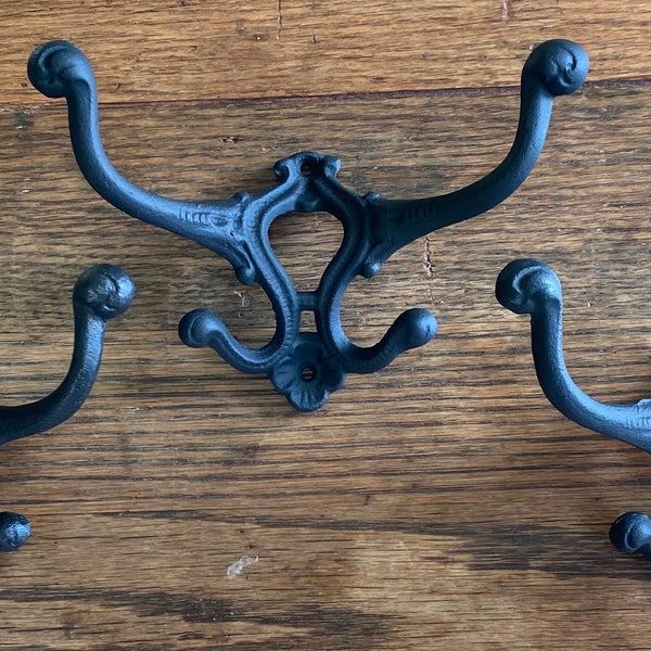 Cast Iron Coat Hooks Set of 3 Victorian Style