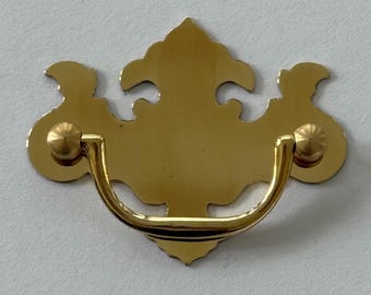 Early American Struck Brass Drawer Pull Bright Brass Chippendale 2.5"CC