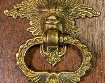 Victorian Lion Head Ring Pull Reproduction Cast Brass NOS