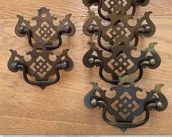 Colonial Revival Drawer Pulls Chinese Chippendale Set of 6