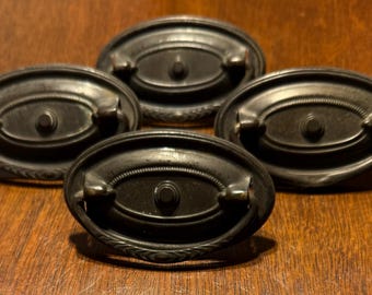 Vintage Colonial Revival Oval Single Post Drawer Pulls Lot of 4