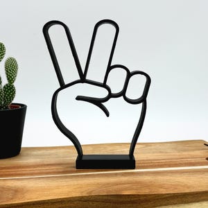Peace Hand Skulptur 3D Druck Kunst Minimalistisch Moderne Deko Abstrakt Handzeichen Cartoon Geschenkidee - 3D015
