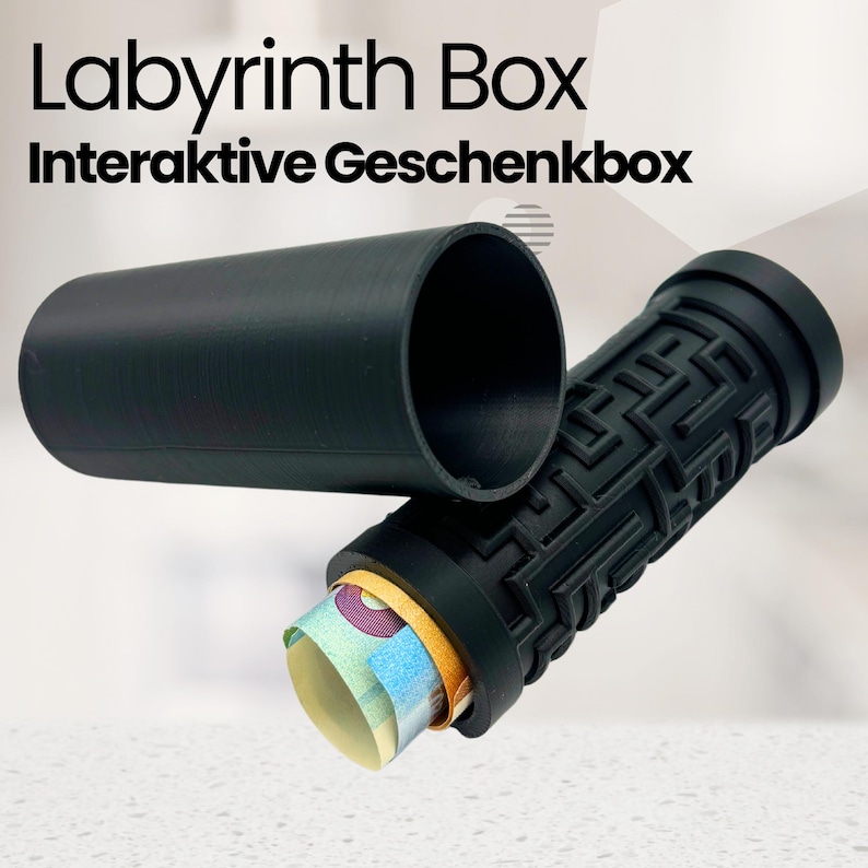 Labyrinth box puzzle gift box for small items, money gift, funny gift idea - 3D022 Black