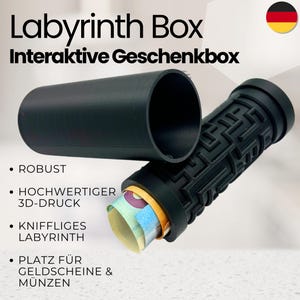 Labyrinth box puzzle gift box for small items, money gift, funny gift idea - 3D022 image 2