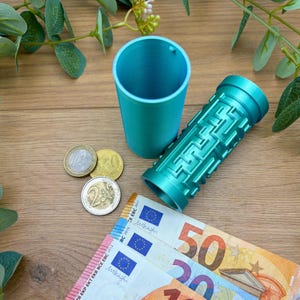 Labyrinth box puzzle gift box for small items, money gift, funny gift idea - 3D022 Blau-Grün