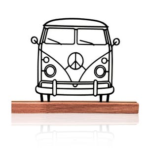 VW T1 Bulli Aufsteller – Retro Deko aus Eichenholz & PLA – Handmade in Germany – Kultbus Oldtimer Geschenk für Bulli-Fans und Camper - 3D029
