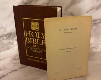 Bíblia NIV de 1994 com livreto de casamento da igreja de 1963 - Lembrança cristã vintage - Ref. x582