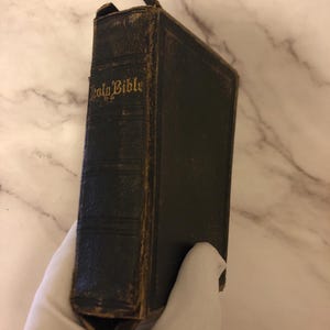 Rare HOLY BIBLE 1879 Gold Cross Ornate Leather Hardcover