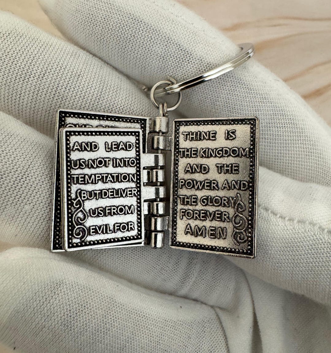Silver Bible Keyring With Lord’s Prayer | Christian Gift & Religious ...