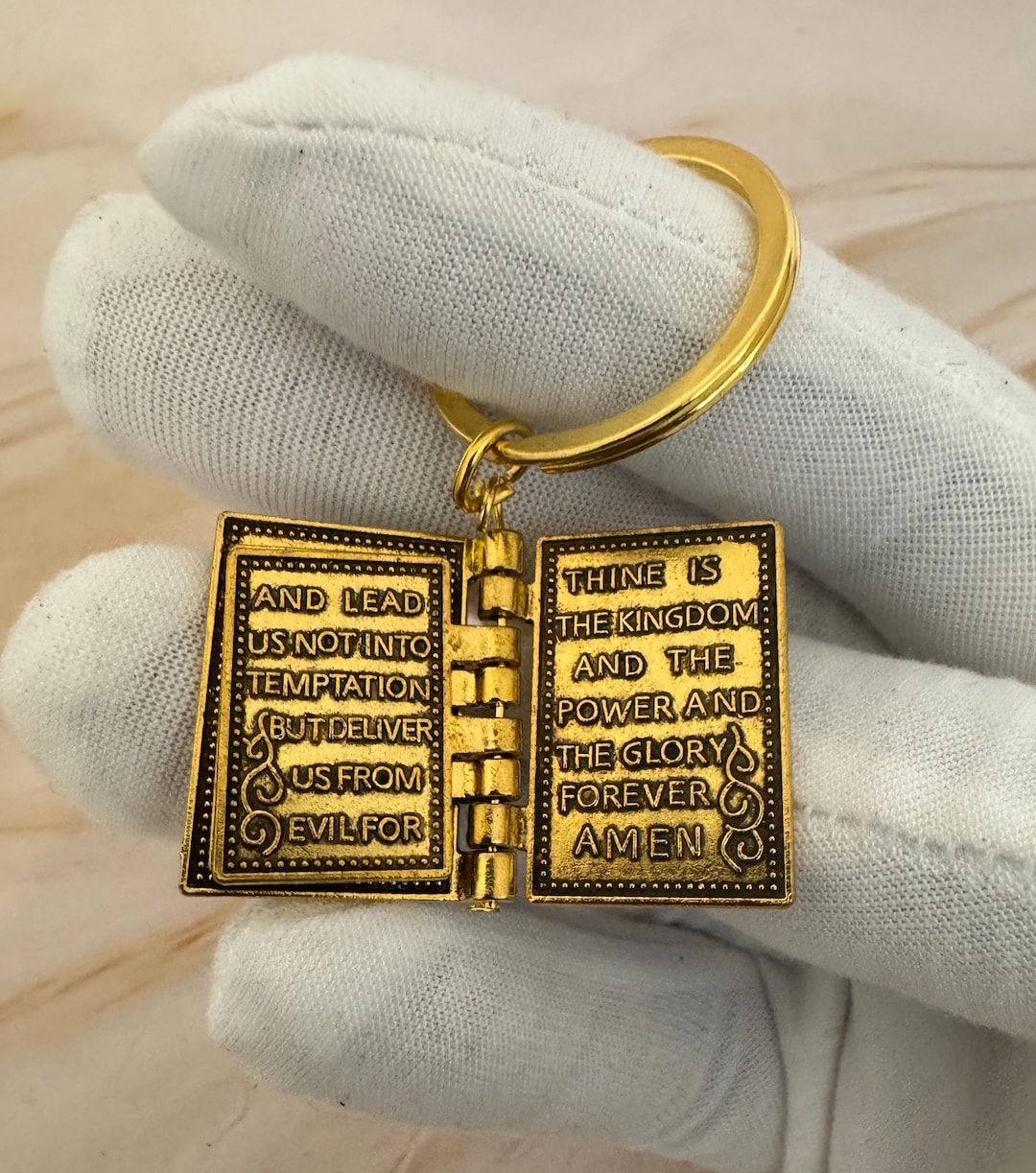 Gold Bible Keyring With Lord’s Prayer – Christian Gift for Men & Women ...