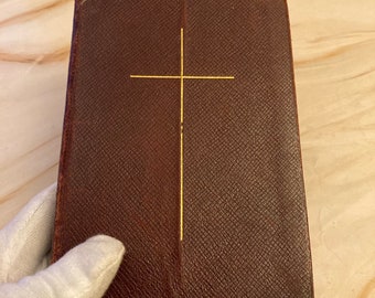 Libro de Oración Común Antiguo, Libro de Oración Cristiano de Cuero, Vintage Iglesia de Inglaterra - (Ref x351)
