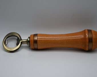 Beautiful Oak Turned Wood Bottle Opener