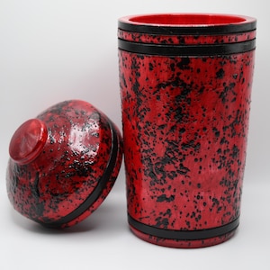 Beautiful Red Turned Oak Jar Urn Container
