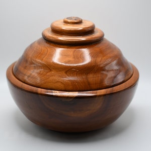 Beautiful Cedar Turned Wood Bowl with Lid