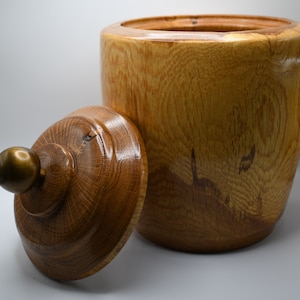 Unique Turned Wood Oaken Urn Container