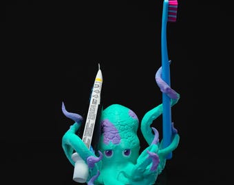 Portacepillos de dientes en forma de pulpo, de pie: un toque extravagante para tu baño