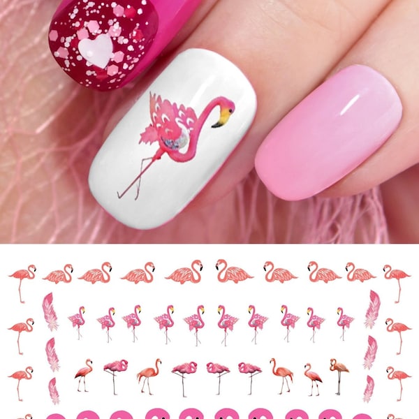 Flamingo Nail Decals Etsy flamingo-nail-decals-etsy