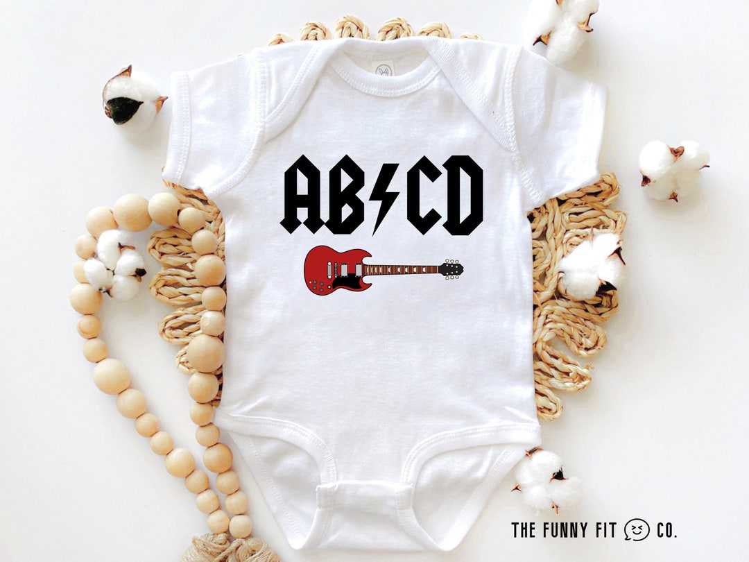 ABCD Classic Rock Baby Onesie, Acdc Funny Onesie, Classic Rock Baby, Rock and Roll Onesie