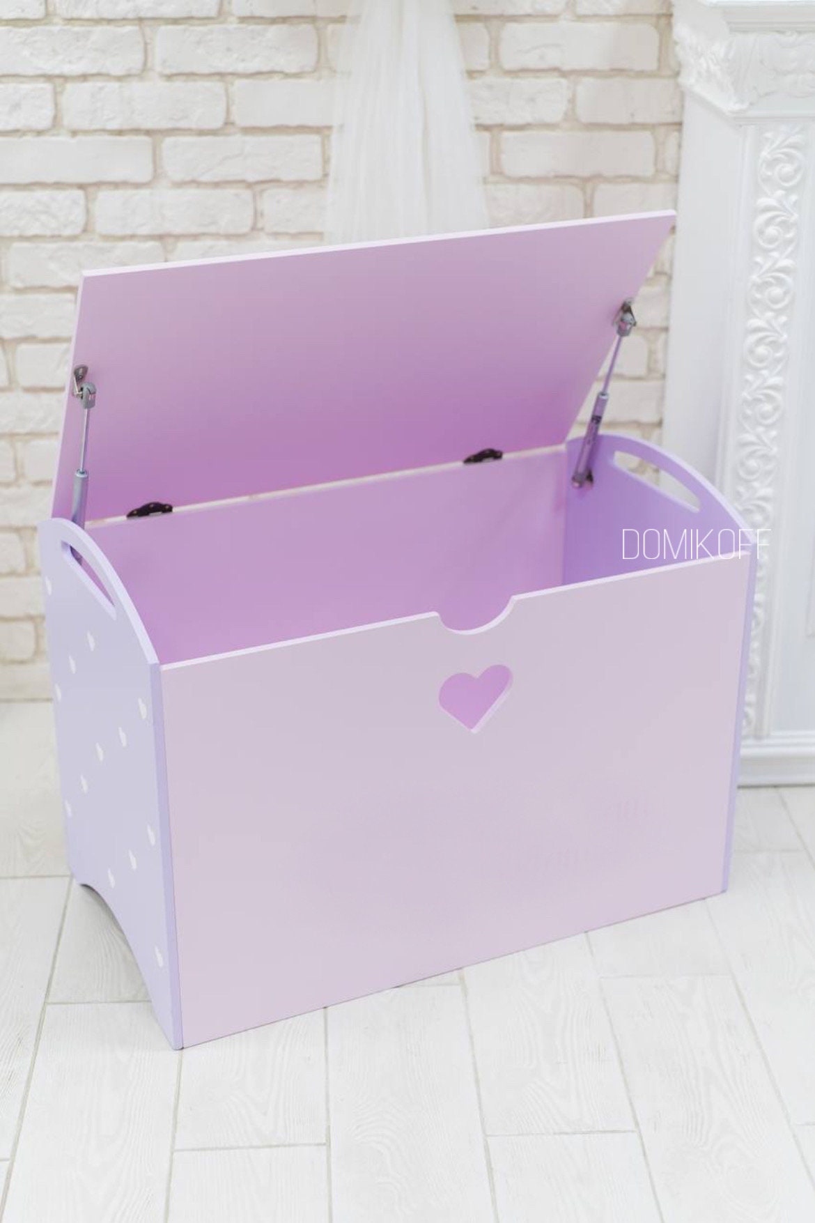 Big Wooden Toy Storage Box Purple Toy Container With Lid Wooden