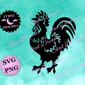 Digital files of funny rooster silhouette. Chicken, cartoon style. Garden art, SVG and PNG files designed for use with CNC plasma cutter.