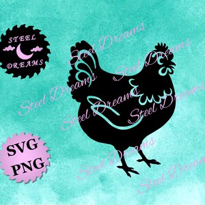 Digital files of funny hen silhouette, farm animal, cartoon style. Garden art, SVG and PNG files designed for use with CNC plasma cutter.