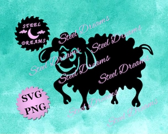 Digital files of funny sheep, cartoon style, farm animal. Garden art, SVG and PNG files designed for use with CNC plasma cutter.