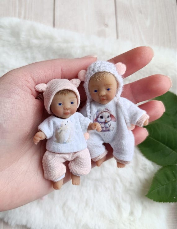 7,5cm Full Body Silicone Baby Doll, Newborn Baby Doll Soft Cuddly Body, Doll House Baby Miniatures