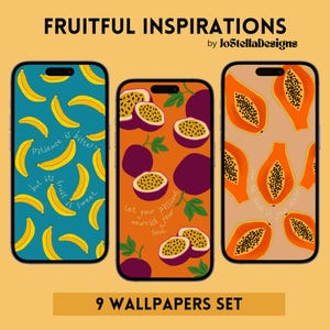 9 aesthetic phone wallpapers | Fruity positive affirmations | Motivational | iPhone & Android | Instant Download
