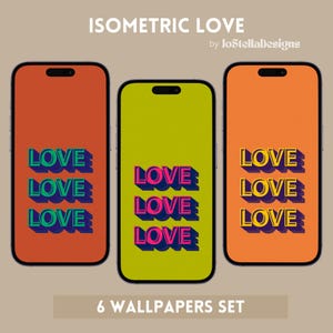 6 Isometric Phone Wallpapers Bundle for iPhone & Android | Aesthetic Digital Backgrounds | Instant Download