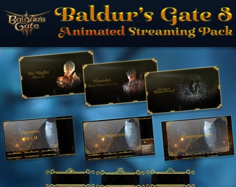 Baldurs Gate 3 FULL Stream Package - Animated -  Twitch Youtube Overlay - Twitch Overlay Gold - Alerts - Cam frame - Panels